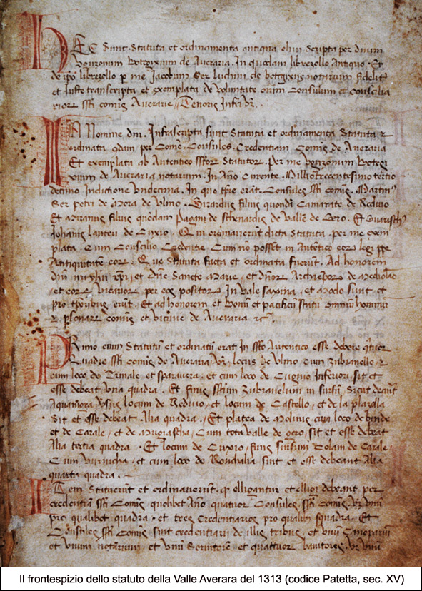 Lo statuto delle Valli Averara e Taleggio del 1358